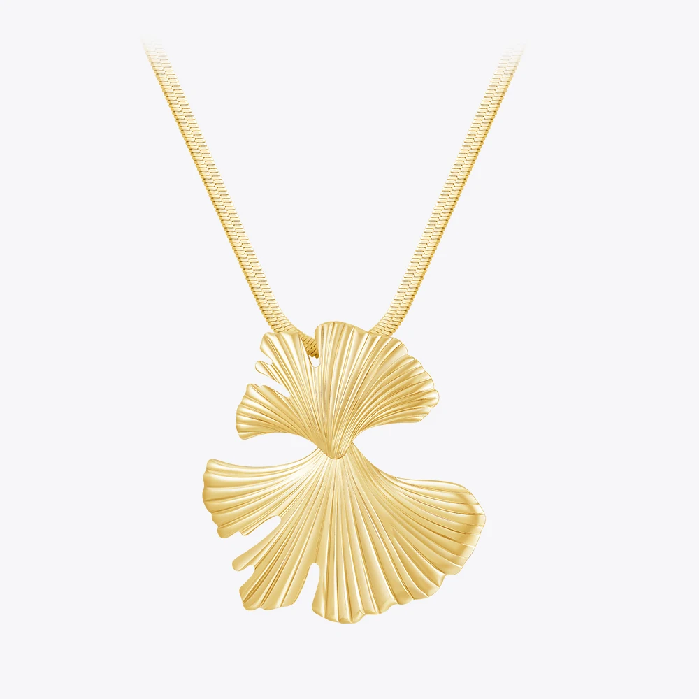 

ENFASHION Collares Para Mujer Maple leaf Pendant Necklace For Women's Stainless Steel 18k Gold Plated Classy Jewelry P243446