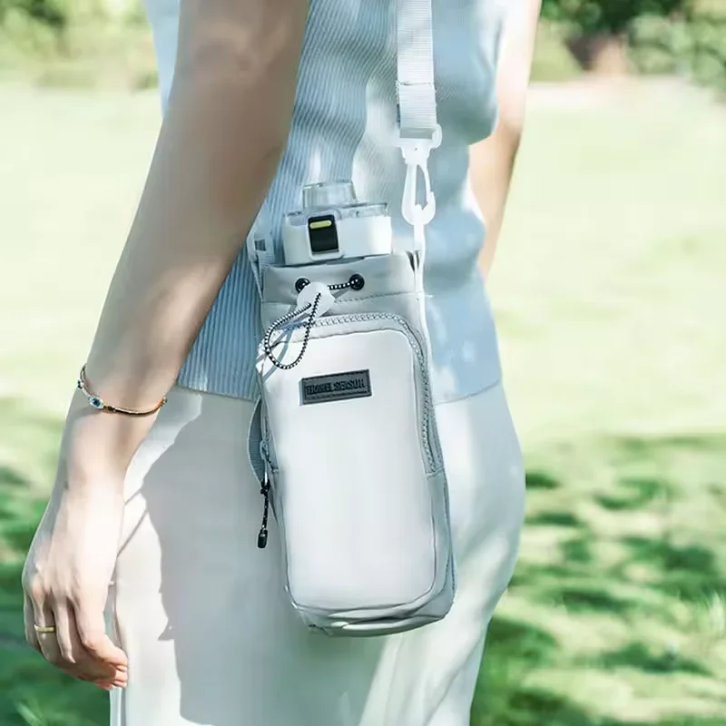 1pcs 블랙/그레이 휴대용 물병 가방 스트랩 홀더 파우치 열 진공 머그컵 슬리브 컵 절연 보호 커버