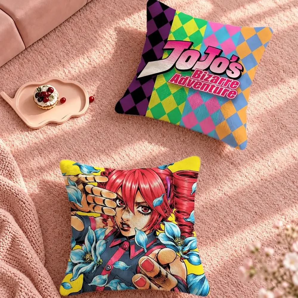 Anime JoJo's Bizarre Adventure Cushion Cover Cute Cartoon Throw Pillow Cover Soft Plush Cushion Cover Sofa Bedroom Home Decor