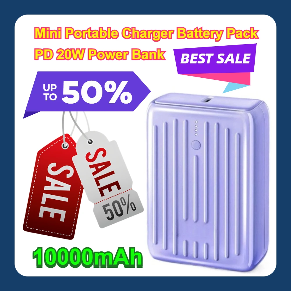 

10000mAh Mini Portable Charger Battery Pack PD 20W Power Bank