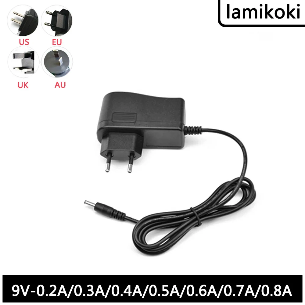 9V 200mA 300mA 400mA 500mA 600mA 700mA 800mA AC 100V-240V moc przełączania zasilacz DC 3.5mm X 1.35mm EU US UK AU