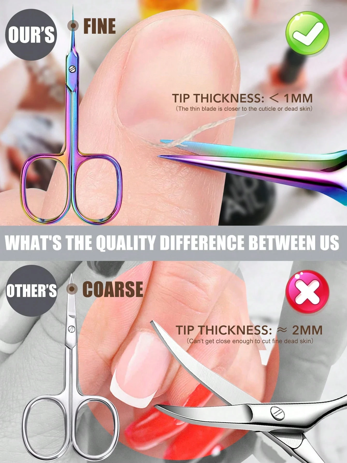 2/4Pcs Cuticle Scissors Stainless Steel Fine Curved Blade Cuticle Nipper Trimming Eyebrow Eyelash Dry Skin Manicure Tools