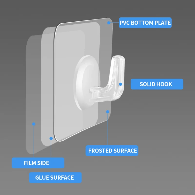 Gancho autoadhesivo transparente para puerta y pared, estante de carga pesada para niño, cocina, baño, toalla, llave, 5/10/20 piezas