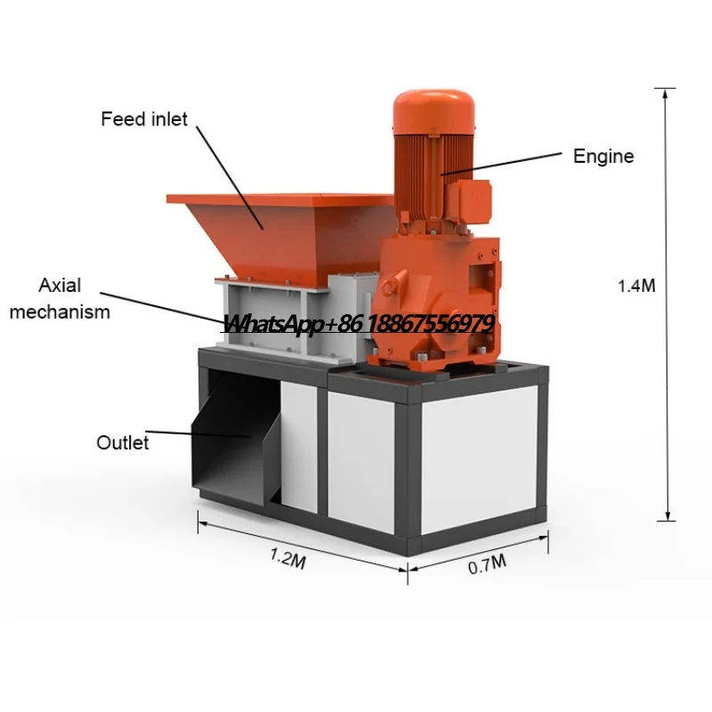 

Small Shredder Metal Plastic Scrap Iron Kitchen Shredder Single Double Shaft Rubber Metal Tire Crusher One Year Warranty