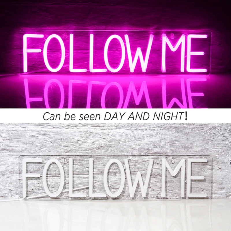 Ineonlife Neon Sign Follow Me LED Neon Lights for Decoration Mariage Usb Bedroom Art Wall Home  Party Christmas Neon Room Decor