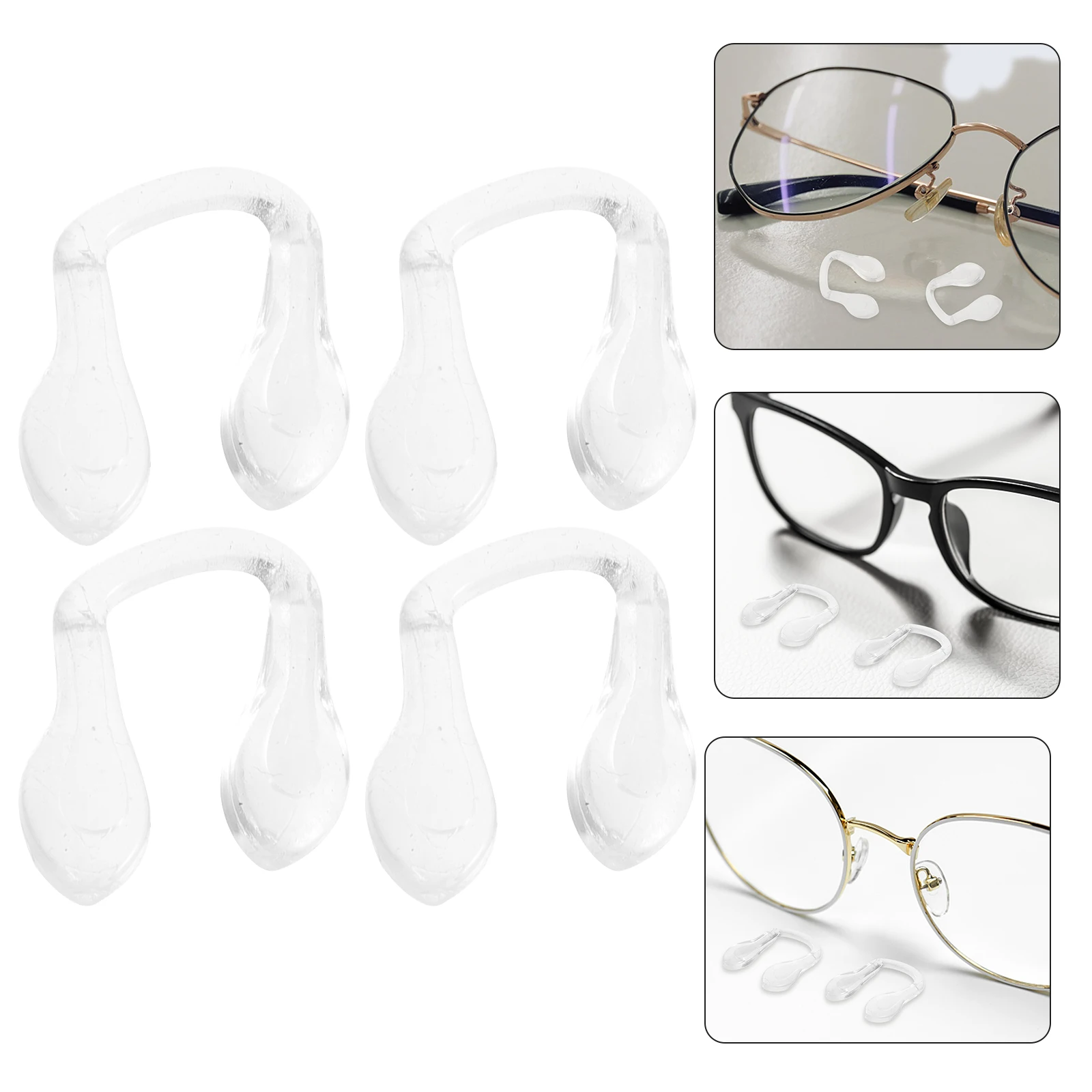 

4pcs Clear Universal Silicone Nose Pads for Eyeglasses Screw in Anti slip Comfortable Transparent Accessories