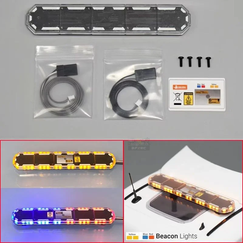 LED Red/blue/yellow Warning Lights Engineering Dome Light for 1/10 1/14 Crawler Car Tamiya RC Truck SCANIA 770S VOLVO BENZ MAN