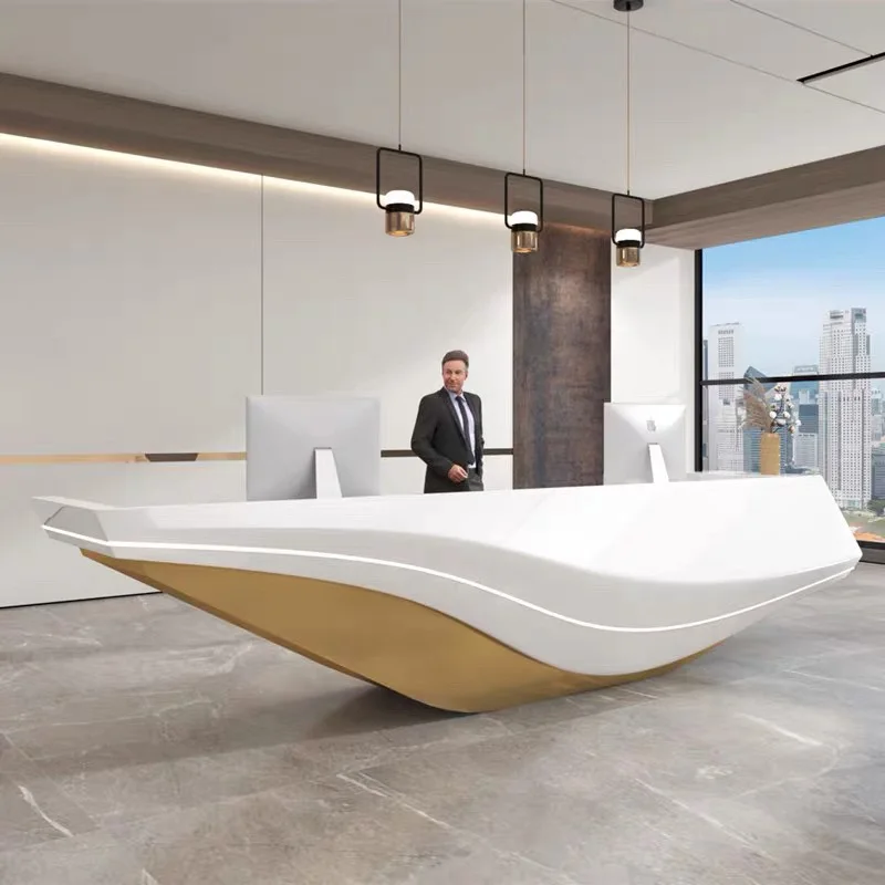 مخصص. حار بيع تخصيص اللون الأبيض التنفيذي فندق شركة الجبهة مكتب الاستقبال التصميم الإيطالي #6