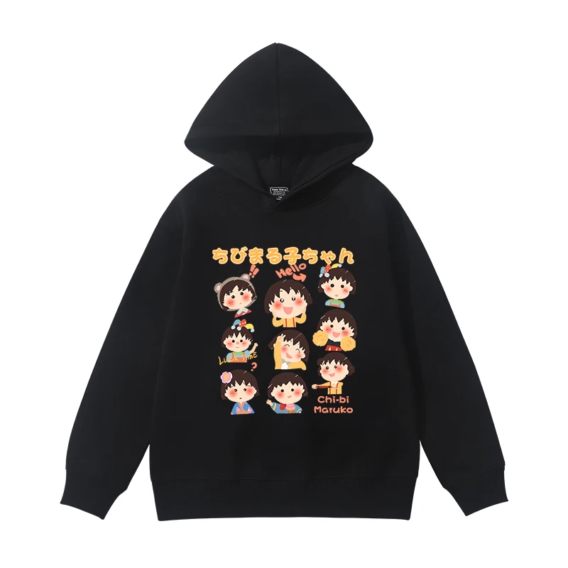 

Cute Chibi Maruko-chan Creative Print Girls Warm Hooded Sweatshirt Autumn and Winter Outdoor Leisure Fashion Children's Pullover