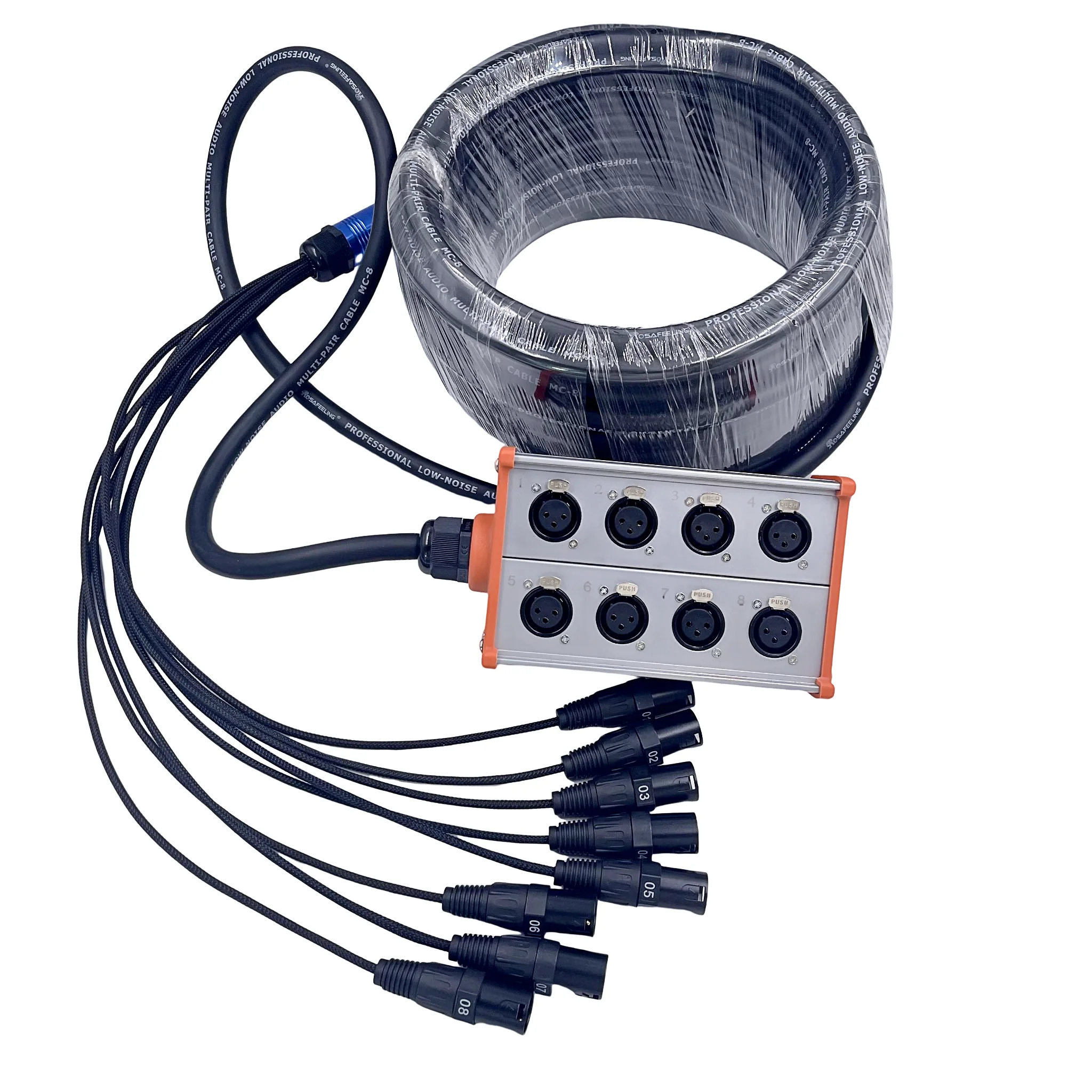 المهنية الصوت 8 قناة 20 متر XLR ميكروفون ثعبان كابل الصوت المرحلة مربع