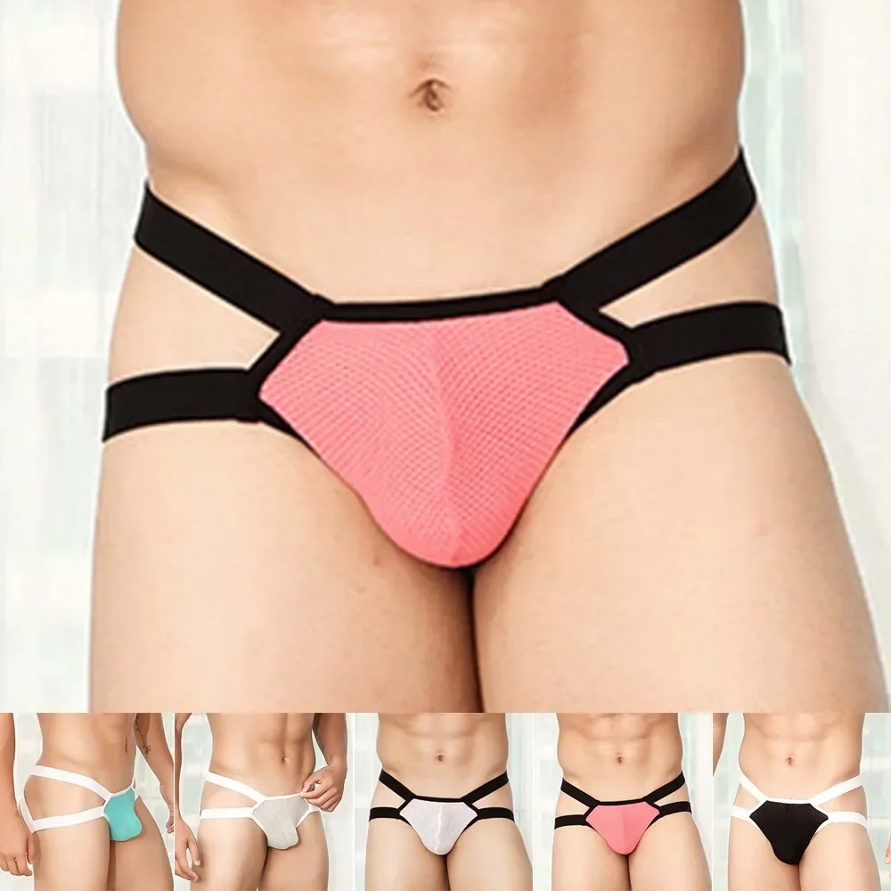 Sexy Gay Underwear Men Thong Jockstrap Men\'s lingerie G String  Penis Pouch Gay Underpant Mens G strings Sexi Male Cueca A50