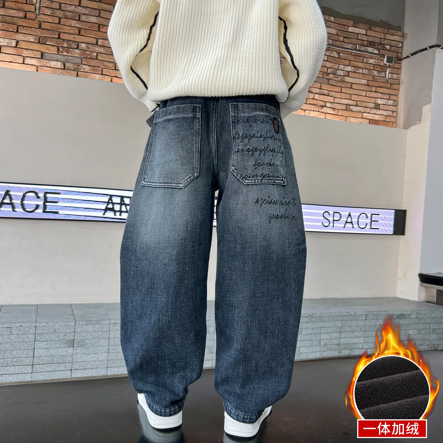 سميكة الصوف الفتيان السراويل الخريف الشتاء فضفاضة الدافئة ملابس الأطفال السراويل الاطفال موضة توين الطلاب ملابس خارجية يومية