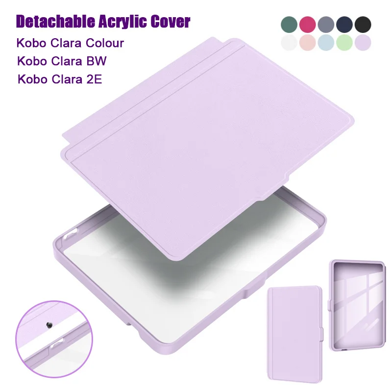 

Чехол для Kobo Clara BW/2E / Clara Colour 2024, 6 дюймов, с функцией автоматического включения/выключения экрана, из искусственной кожи, с мягким магнитным креплением, для электронных книг N365 N367, Funda