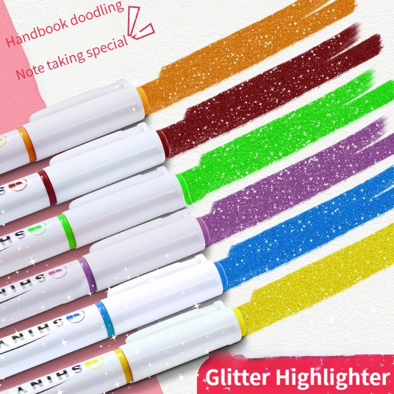 4 Colors/Set Glitter Highlighters Pen Fine Flash Marker Pen Painting Maker For Scrapbook Diary Journal Student Stationery Supply