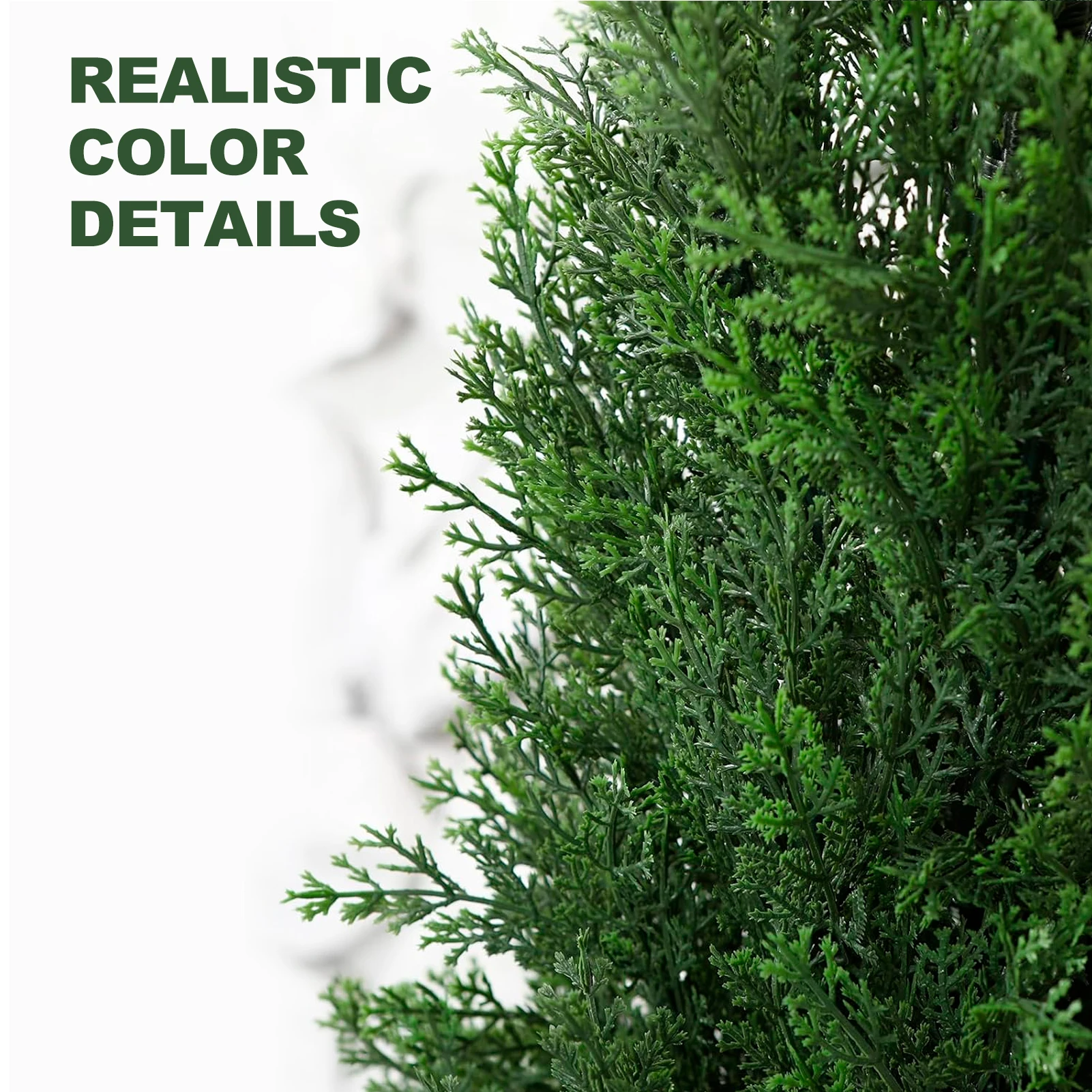 شجرة الأرز الاصطناعية، صنوبر الأرز الصناعي في الهواء الطلق، حماية من الأشعة فوق البنفسجية قطعتين نباتات دائمة وهمية لشرفة مدخل المنزل الأمامي #5