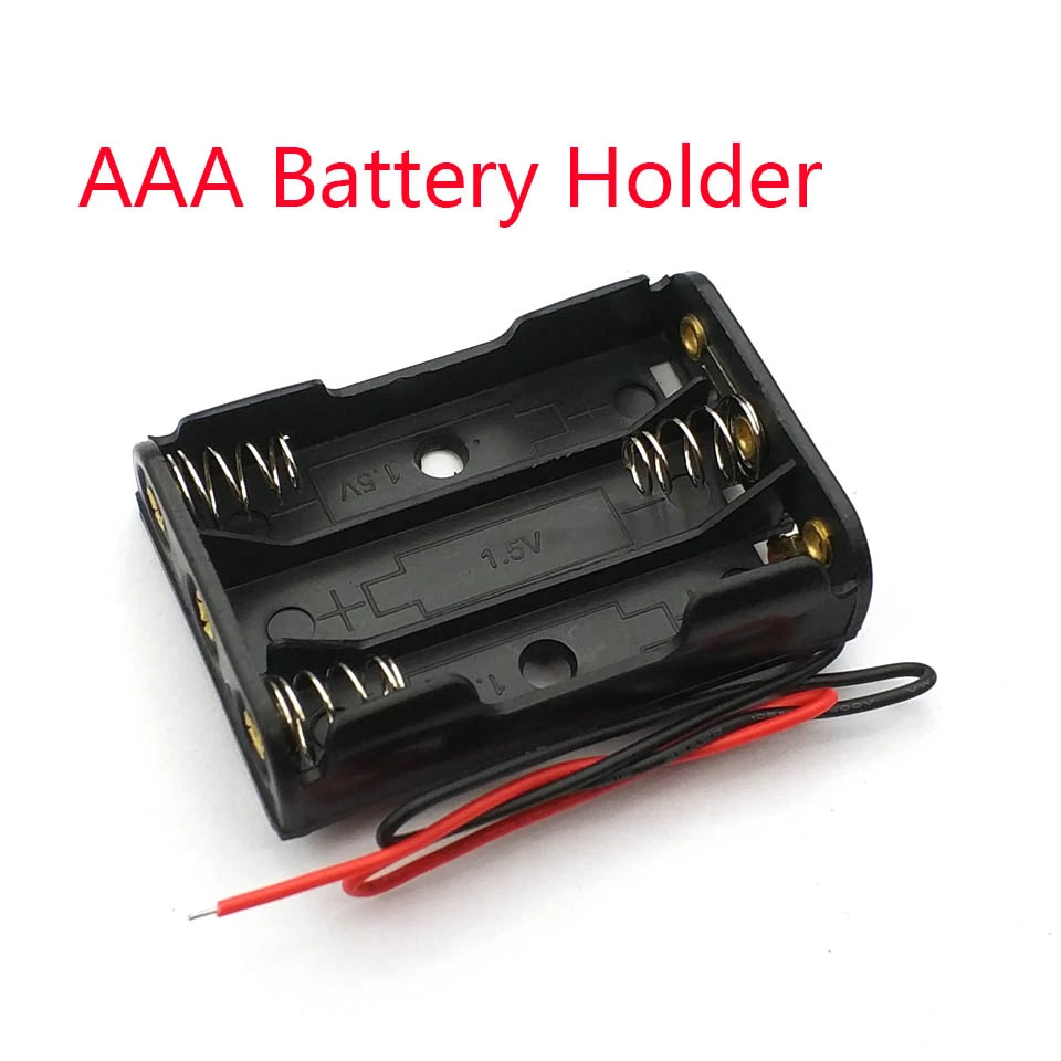 3 X AAA Battery Storage Case Black Plastic AAA Battery Box Holder Wire 3 X 1.5V AAA