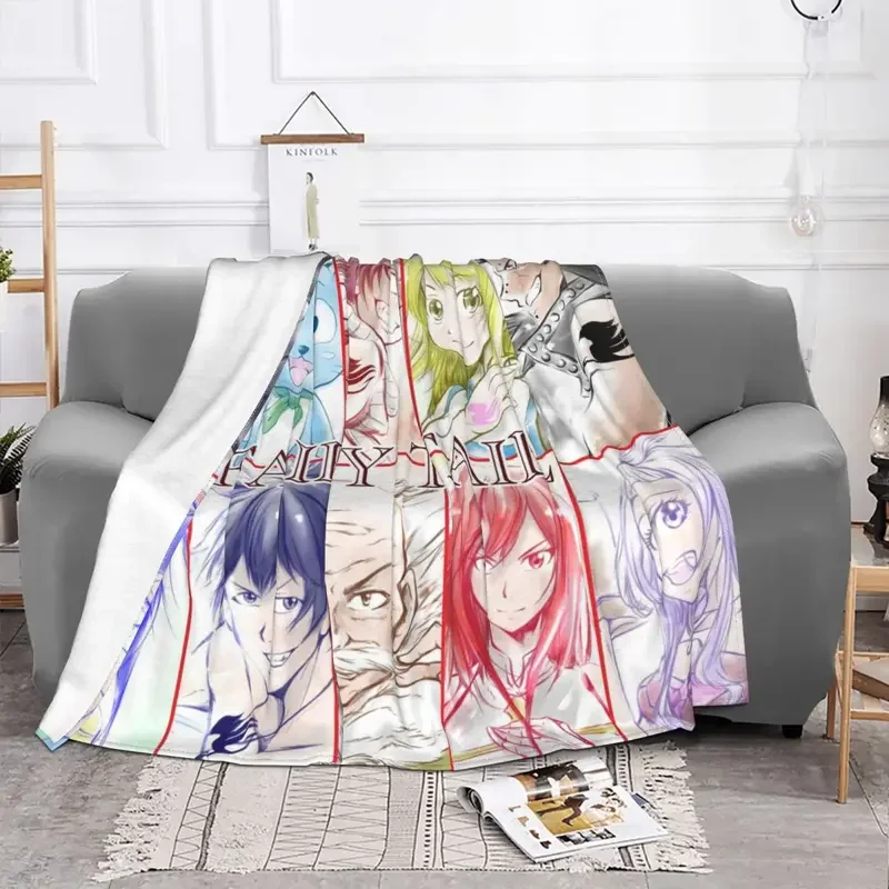 Fairy Tail Plaid Anime Blanket Sofa Cover Flannel Winter Collage Cartoon Soft Throw Blankets for Bed Couch Rug Piece