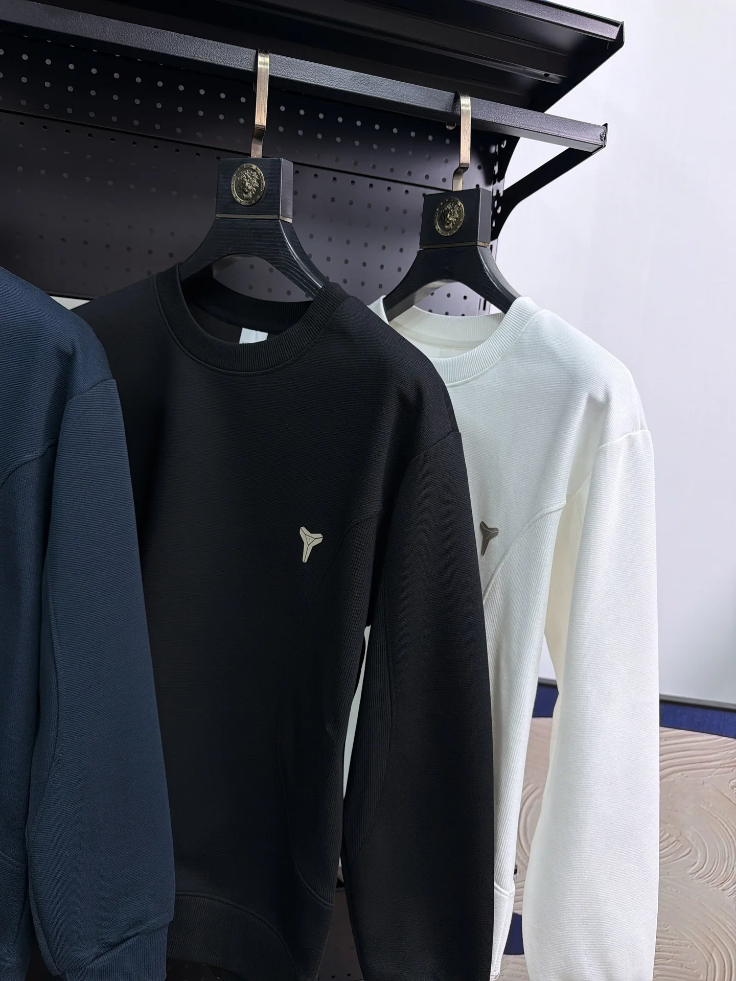 Elastic Splice Ribbed Fabric Men's Autumn Fashionable Versatile Skin-friendly round Neck Long Sleeve Sweatshirt Comfortable B...