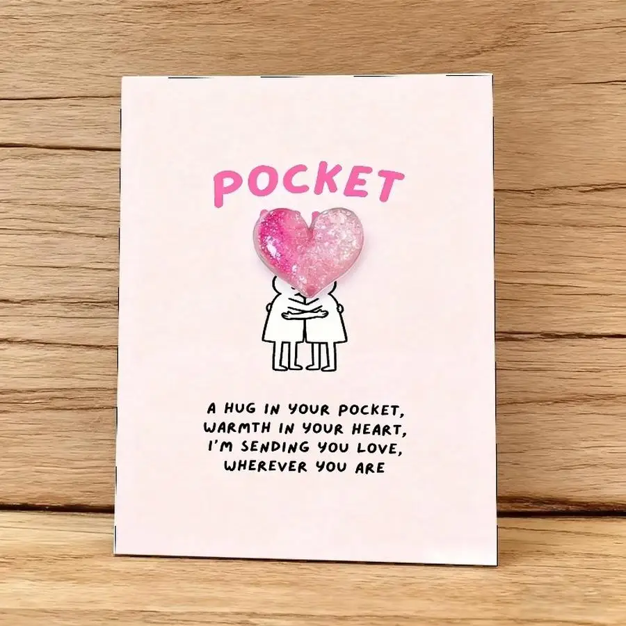 1/5/10/20/50/100pcs Cute Emotional Support Little Love Pocket Hug Cards, Decorative Resin Pocket Hugs with Encouragement Cards,