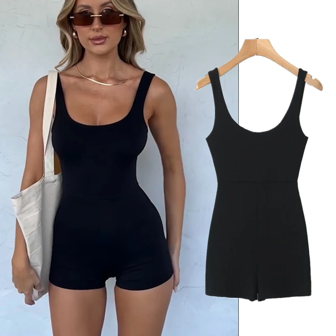 

Jenny&Dave Sexy Tank Black Tops Playsuits Women For 2024 Summer Fashion Girls Knitted