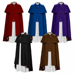 5 Kinds Color Anime Medieval King Guard Cape for Men Renaissance Court Knight Priest Costume Ankle Length Cloak Halloween Outfit