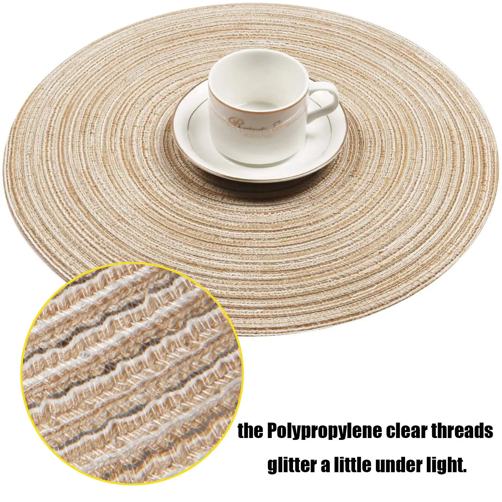 Round Braided Placemat Set of 6 Washable Round Placemats for Kitchen Table Round Table Mats for Party BBQ Christmas Everyday Use