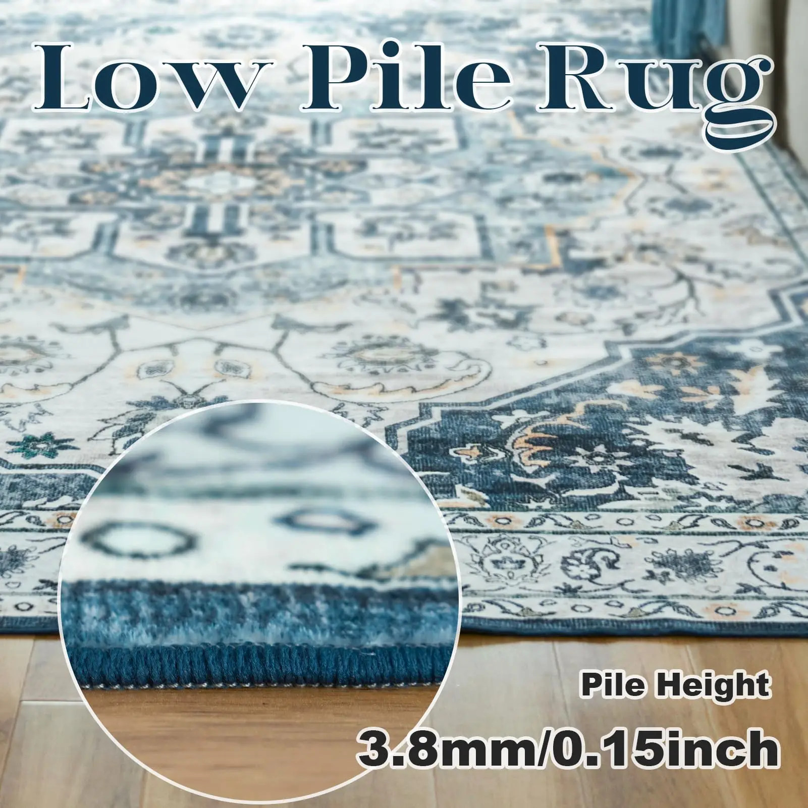 Washable Rug,with Non-Slip Backing, Non-Shedding Floor Mat Throw Carpet for Living Room Bedroom Kitchen Laundry Home Office, 4