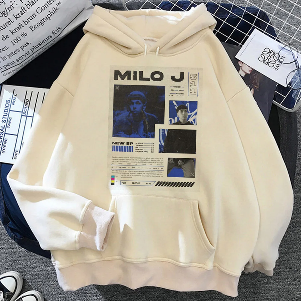 

Milo j hoodie harajuku clothes for teens pattern soft fabric pullover tracksuits streetwear athleisure comic soft fabric