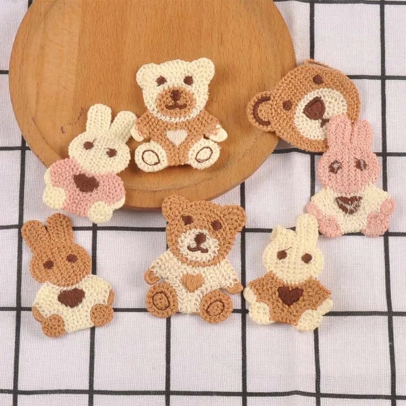 10pcs 6cm Lovely Bear/Rabbit Appliques Sew-on DIY Craft Clothing Skirts Decorative Scrapbooking patch cp3474