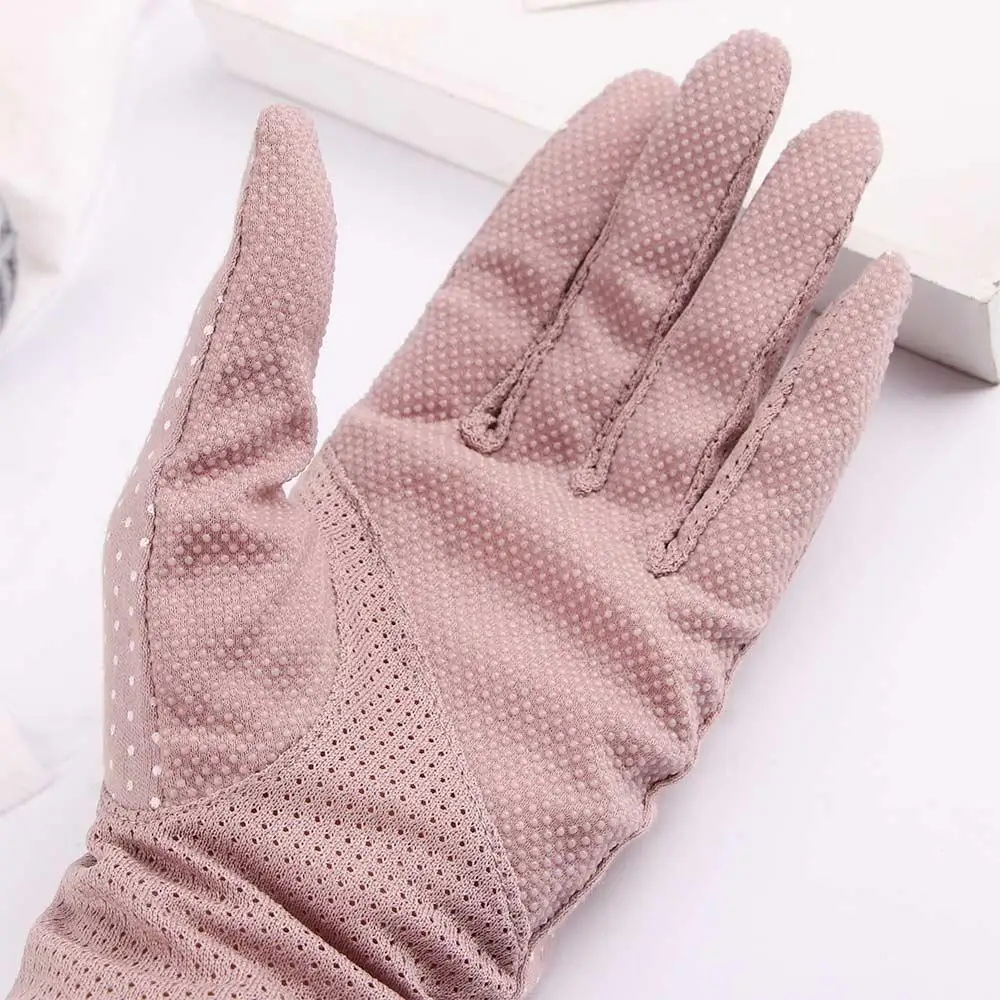 Guantes elásticos antideslizantes de primavera para mujer, antiuv, de encaje, protector solar, para pantalla táctil, para conducir