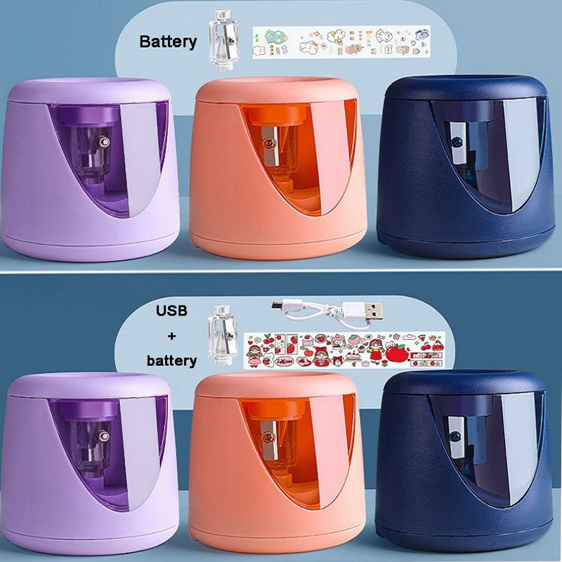 Cute Electric Pencil Sharpener for Kids, Rechargeable or Battery Powered, 3S Fast Sharpen Safe Easy-clean School Stationery Gift