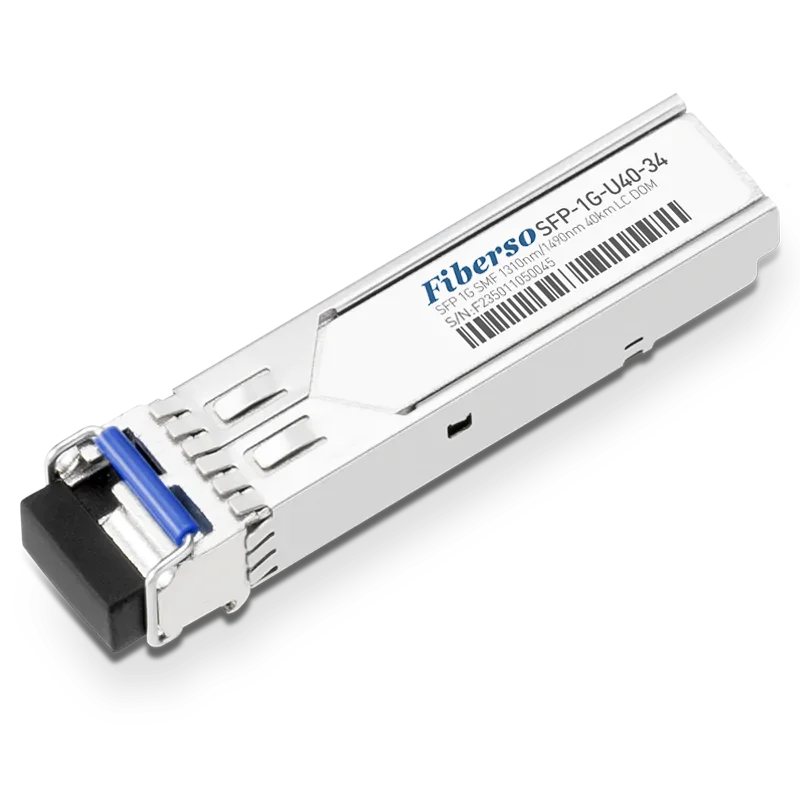 Fiberso ใช้งานร่วมกับ 1000BASE BiDi SFP โมดูล LC 40KM Tx1310/Rx1490nm SM Fiber Optical Transmission สําหรับสวิตช์เครือข่าย