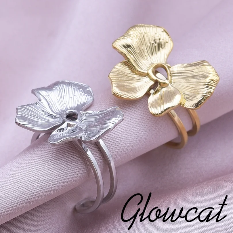 Gentle And Sweet Fashion Jewelry Cute Little Girl Stainless Steel Ring Double Deck Gold Plated  Bowknot Rings Finger Ornament