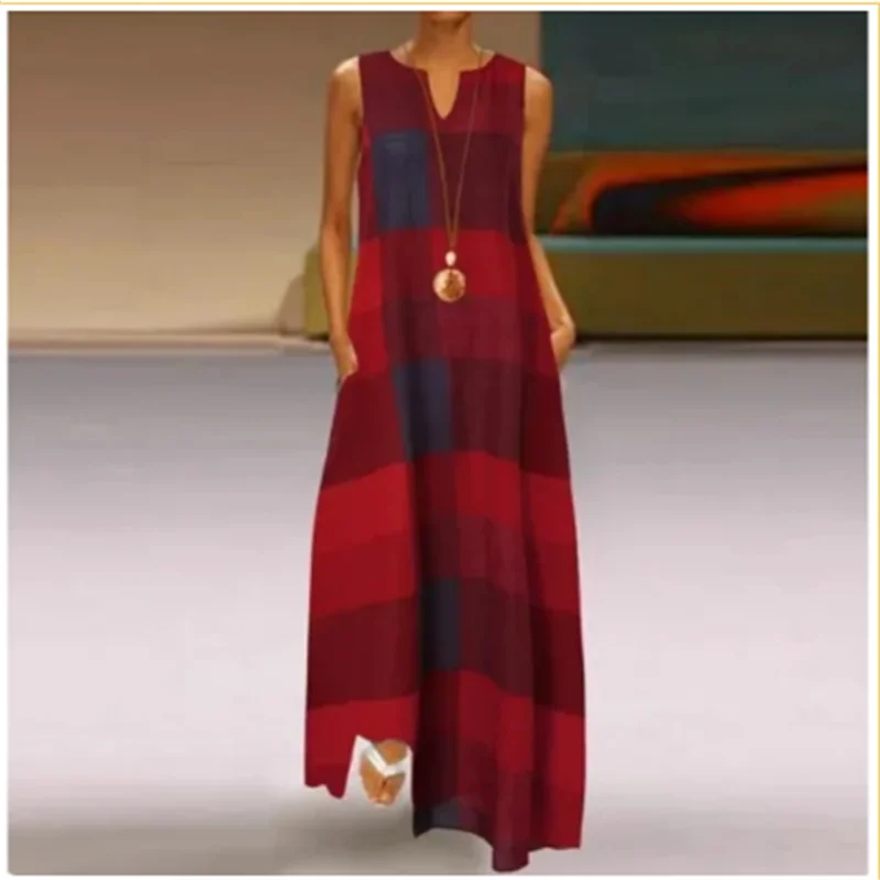 Wiosenna moda Elegancka dลuga sukienka dla kobiet Seksowna sukienka bez rฤkawรณw z kwiatowym nadrukiem Letnia sukienka damska Maxi Party