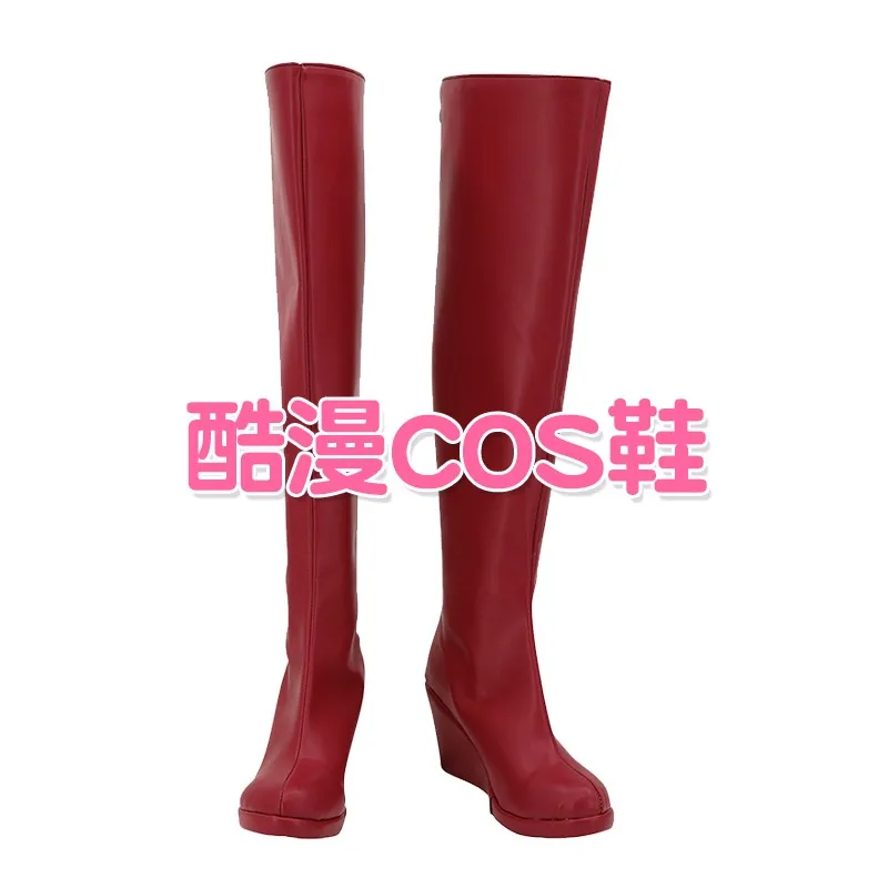 Winxclub Princess Musa Costume Cosplay Scarpe Stivali in ecopelle fatti a mano rosso vino per la festa di Natale di Halloween