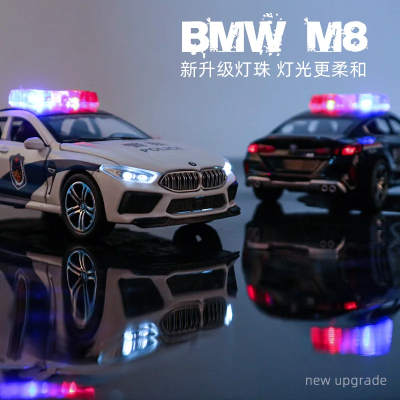 1:32 BMW M8 Car Model Decoration Simulation Alloy Car Model Police-Car Model Sound Light Toy Pull Back Car Children Gifts A29