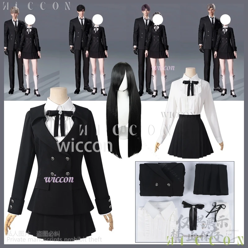 Anime Cos Heroines Anime Game Love And Deepspace Cosplay Costume British Style JK Black Coat Dress Lolita Tie Jirai Kei Girls