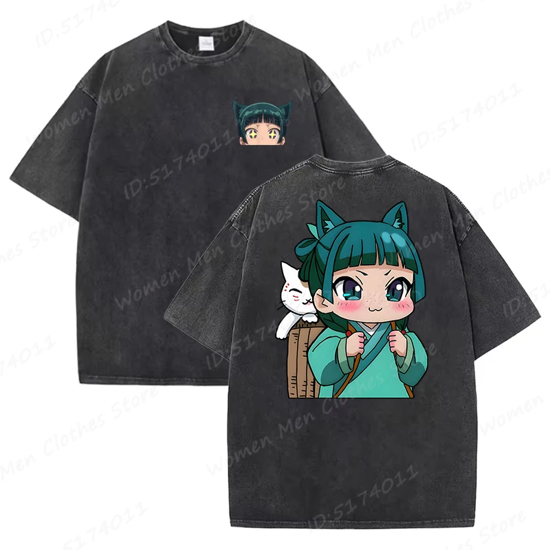 

The Apothecary Diaries Print T-shirts For Women/Men Summer Anime Novel Washed Tee Shirt Casual Short Sleeve Round Collar Tops