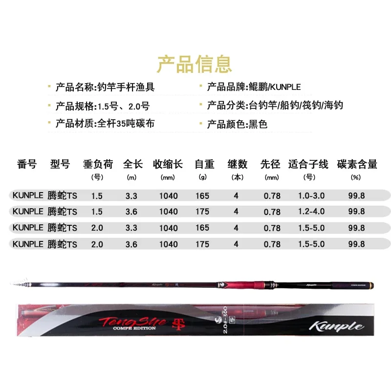 3.3m3.6m Rock Fishing Rod Carbon Ultralight Boat Raft Platform Fishing Short Rock Sea Telescopic Rod Blackbird Pole