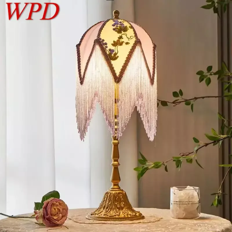 

WPD French Tassels Table Lamp American Retro Living Room Bedroom Villa European Pastoral Creative Desk Light