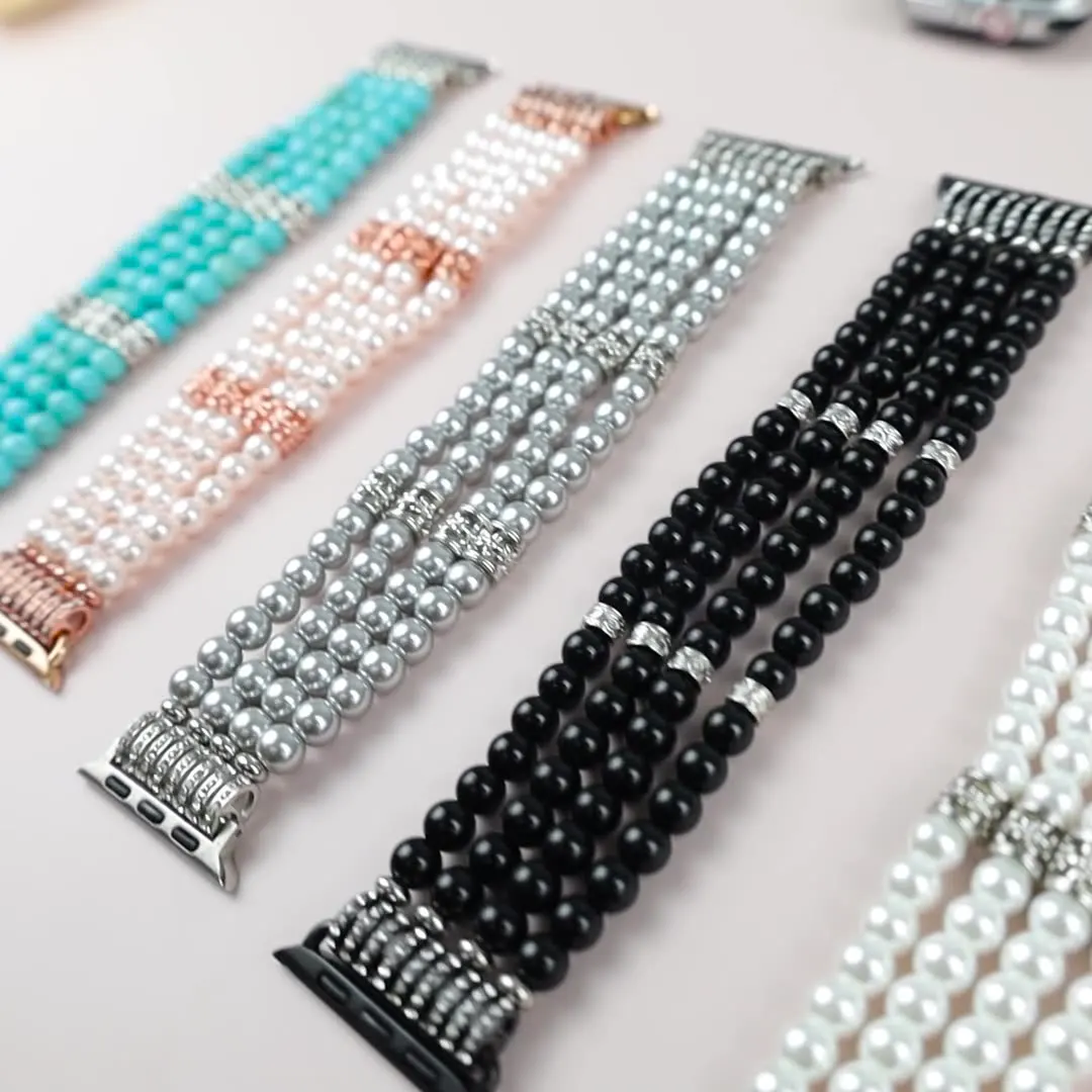 Beaded Watch Strap For Apple Watch Series 765421/SE Iwatch Pearl Agate Wristband 38/40/41mm 42/44/45mm