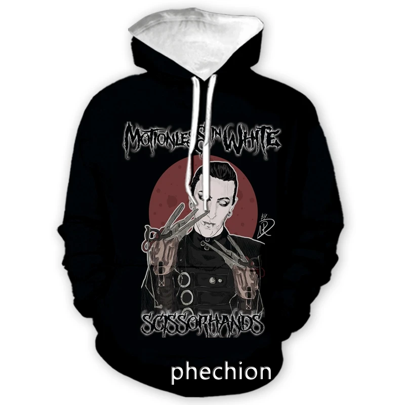 phechion New Fashion Men/Women Motionless In White 3D Print Casual Sweatshirt Hoodies Streetwear Men Loose Sport Hoodies H82