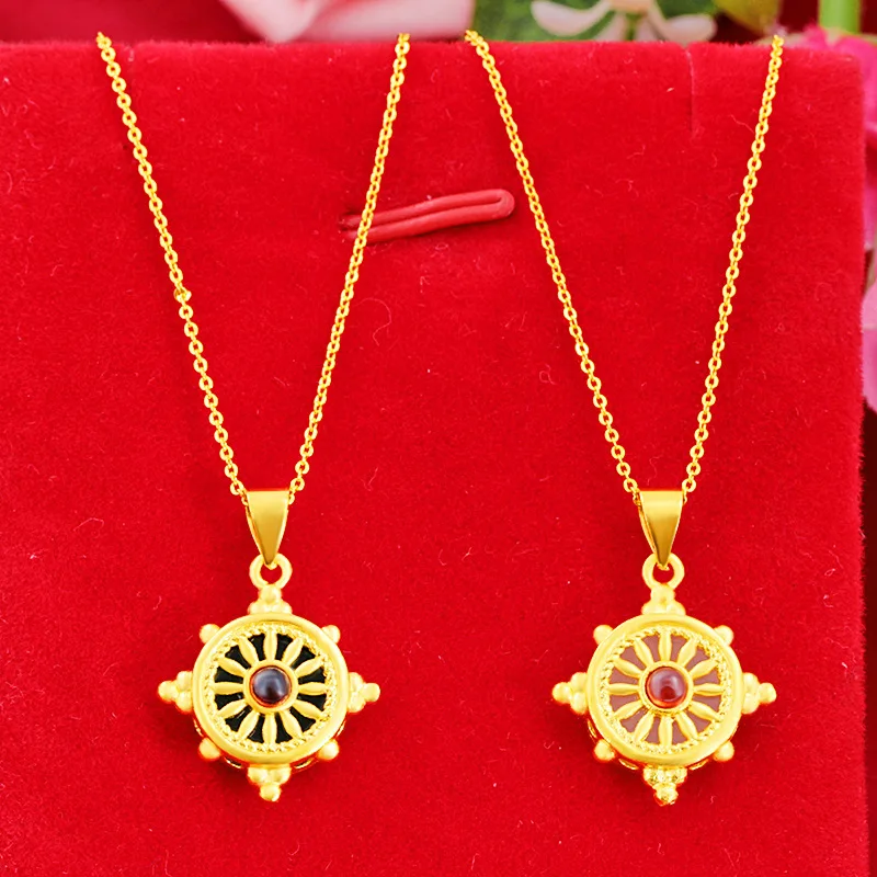 Bright Green Gem Green Gem Inlaid Rotating Ferris Wheel Pendant For Women 24K Gold AU999 | Crystal clear, dazzling shine