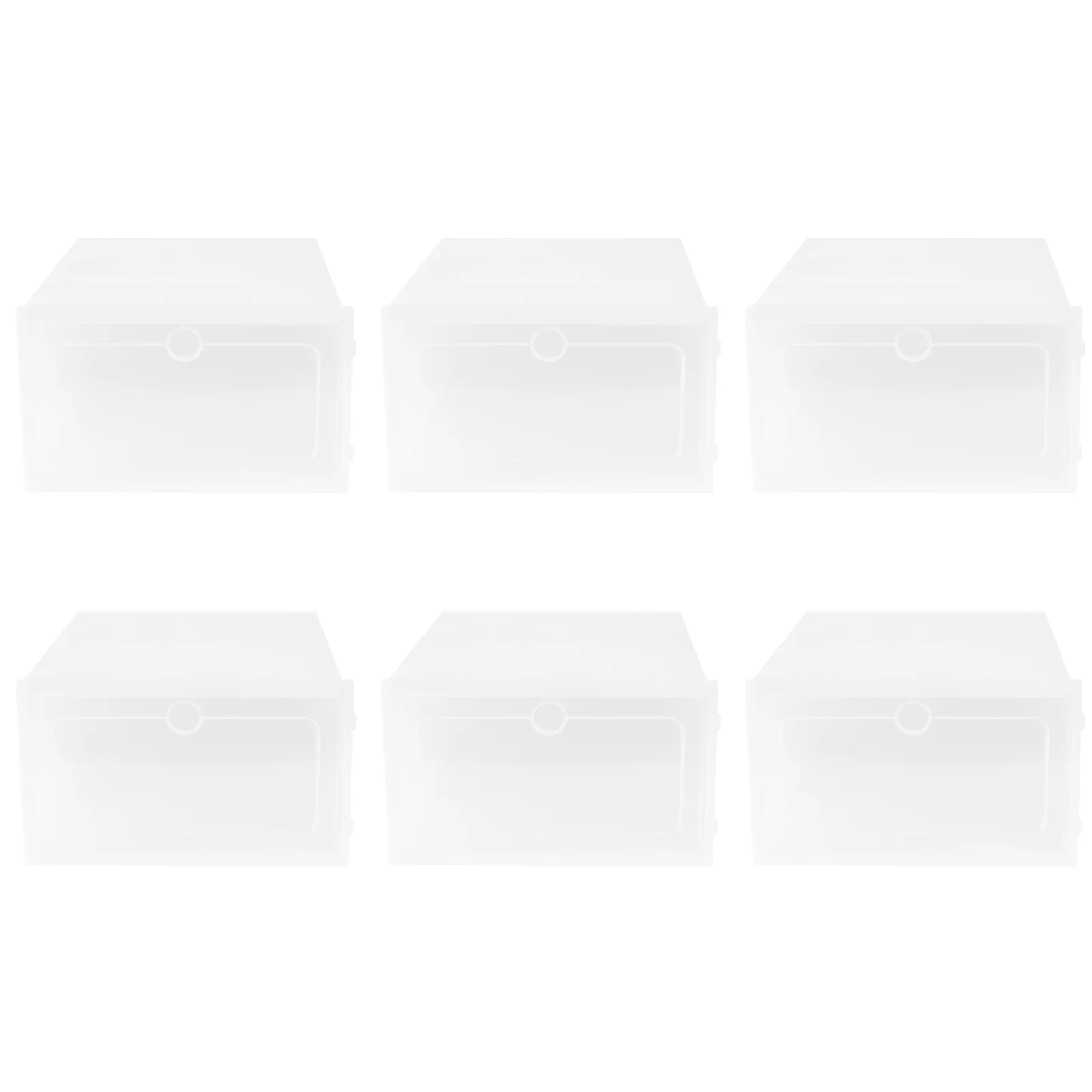 

6PCS Thicken Shoes Box Transparent Stackable Shoes Storage Box Plastic Shoe Container - Size L (White)