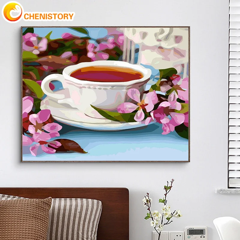 

CHENISTORY Oil Painting By Numbers Coffee Drawing On Canvas Pictures By Numbers Painting Number Wall Decor