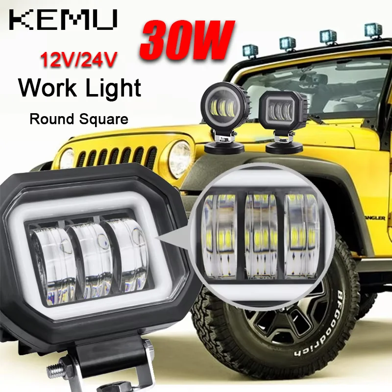 2 Pcs Headlight 12V 24V 30W Round Square Auxiliary Light Led Work Light Light Spot Light Offroad Motorcycle Car Boat 4x4 Atv Led