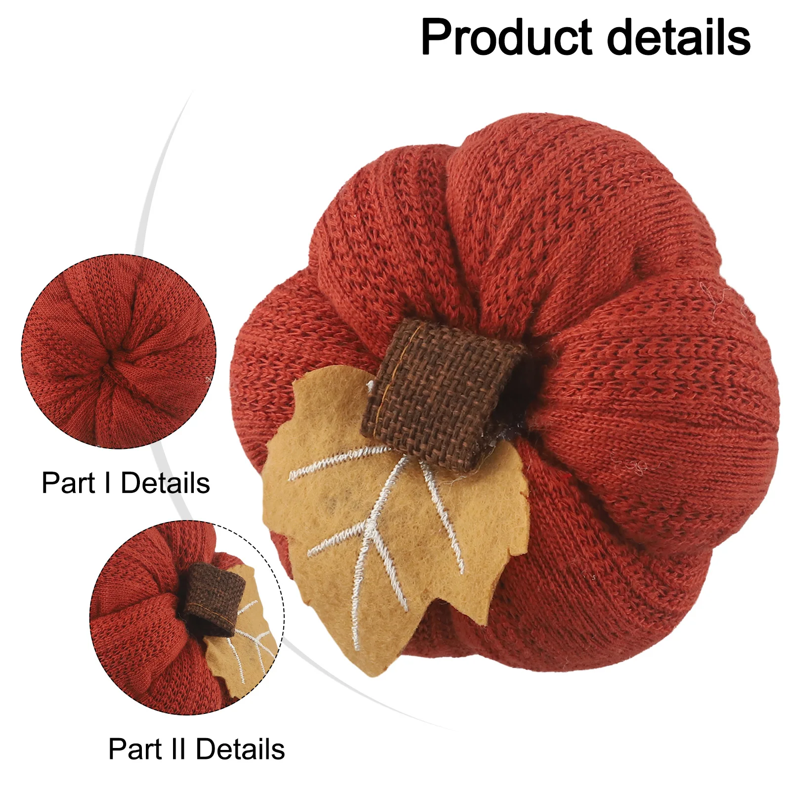 9x6cm Halloween Knitted Pumpkin Ornament Simulation Pumpkin Thanksgiving Harvest Festival Pumpkin Maple Leaf Decor