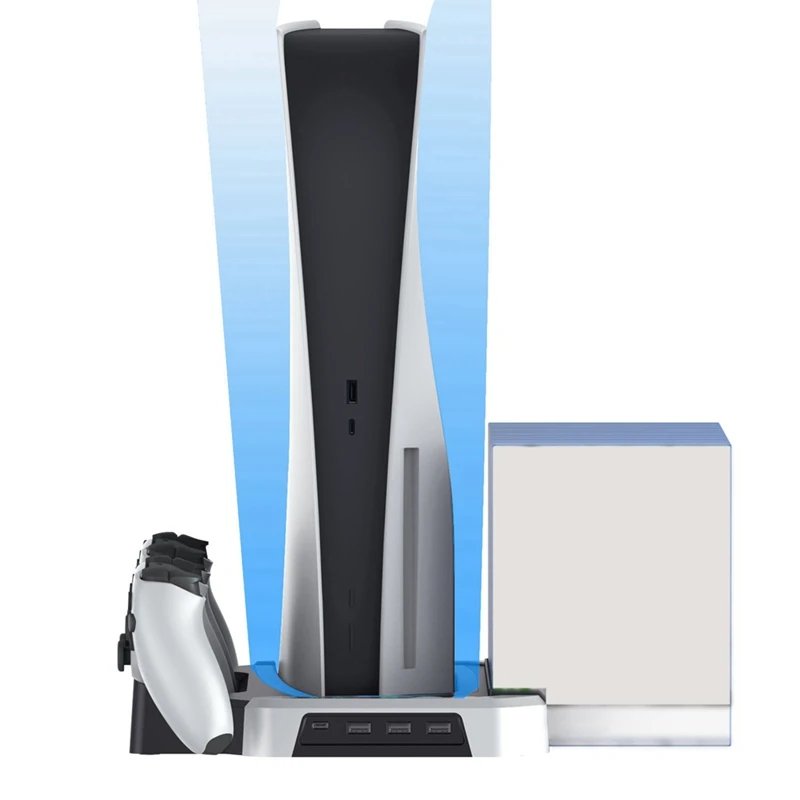 قاعدة تبديد الحرارة لقاعدة تبريد المضيف PS5 Pro/Slim/PS5 مع حامل شحن مروحة التبريد مع رف تخزين