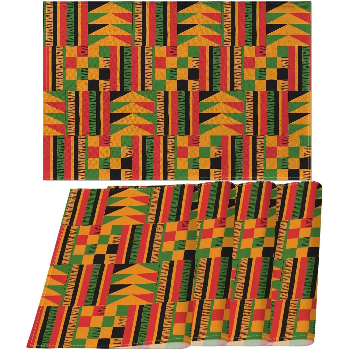 

African Print Placemats Set of 4 Black History Month Juneteenth Heritage Festival Place Mats for Home Decoration 12" x 18"
