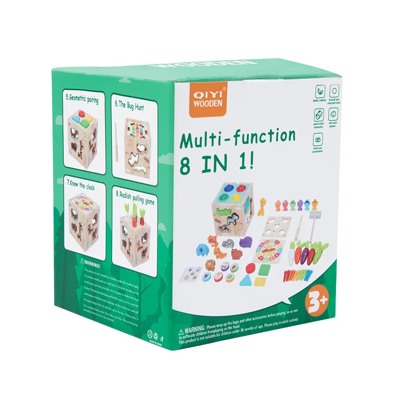 Bolas de martillado para pesca y animales, juguetes educativos tempranos de madera ocho en uno inspirados en Intelligen Montessori para niños pequeños